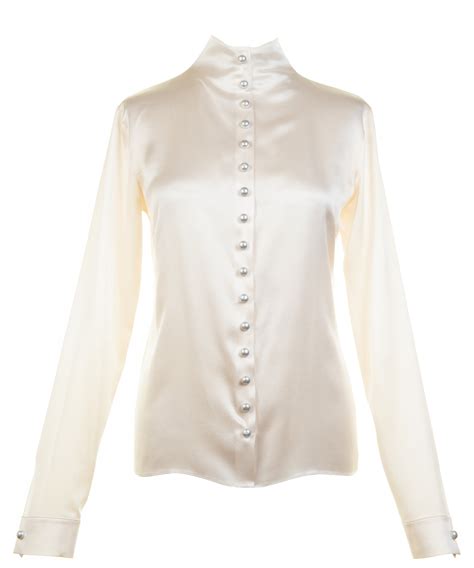 chanel white silk blouse